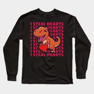 valentines day dinosaur - I steal hearts Long Sleeve T-Shirt